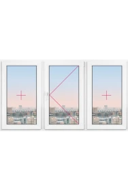 Трехстворчатое окно Rehau Blitz 2500x2500 - 1 Трехстворчатое окно Rehau Blitz 2500x2500 - фото - 1